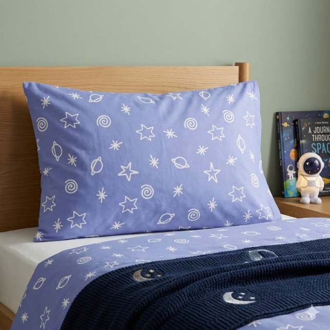 Pillowcase Blue Space Doodle Stars Planets (Creator Uploaded)