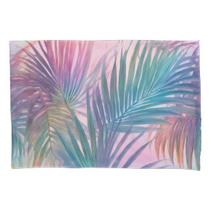 Pillowcase Soft Pastel Colourful Palm Leaves