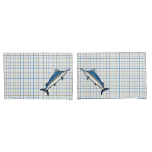 Pillowcases - Blue Marlin on Plaid