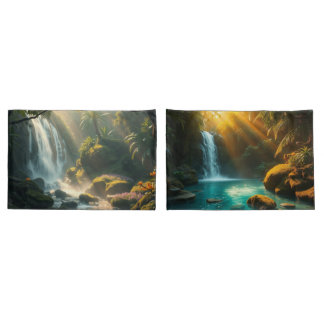 Pillows with a calming waterfal  pillowcase