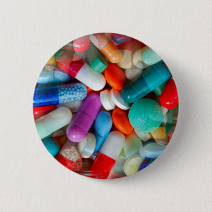 pills drugs 2 inch round button