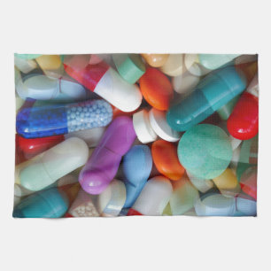 pills drugs kitchen towel