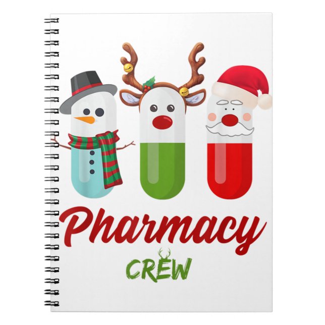 Pills snowman reindeer santa claus pharmacy crew c notebook (Front)