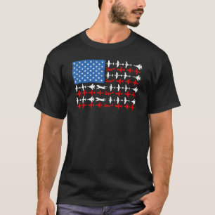 Pilot Airplane American Flag Plane Aviation T-Shirt