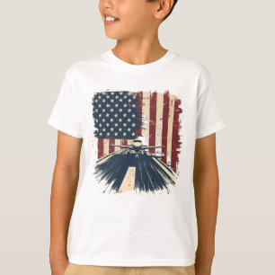 Pilot Airplane American Flag Plane Aviation T-Shirt