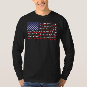 Pilot Airplane American Flag Plane Aviation T-Shirt