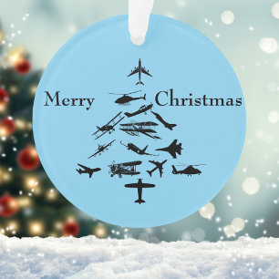 Pilot Airplane Christmas Tree WW2 Aviation Simple  Ornament