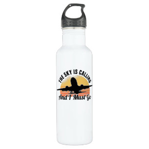 Pilot Airplane Engine Flyer Saying Hobbypilot 710 Ml Water Bottle