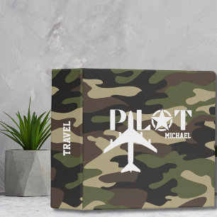 Pilot airplane Green Camouflage Fun Aviation Custo Binder