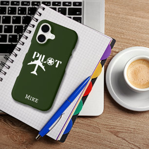 Pilot Airplane Green Military Simple Personalized