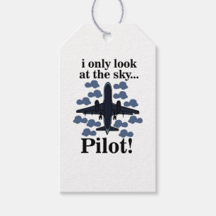 Pilot Airplane I Only Look At The Sky Pilot Gift Tags