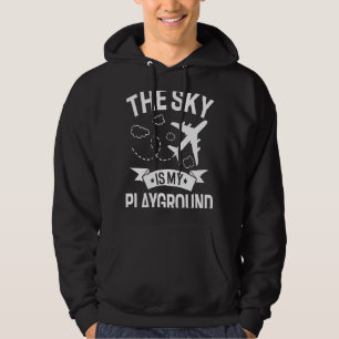 Pilot Airplane Plane Aviation The Sky is My Playg Hoodie