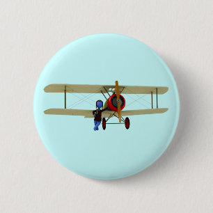 Pilot and Biplane 2 Inch Round Button