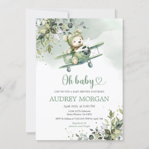 Pilot Aviation Airplane Baby Shower Invitation