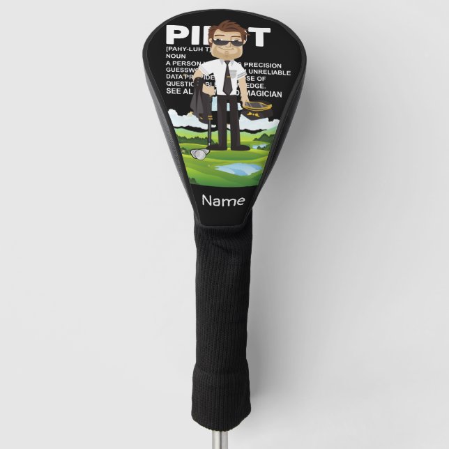 Pilot Aviation Industry Golfer at golf ball    Gol Head Cover (Front)