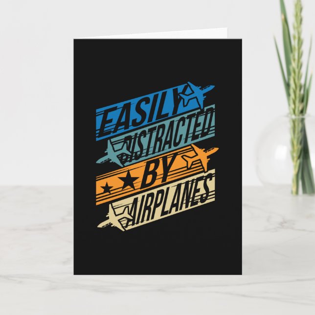 Pilot Aviator Funny - Distracted by Airplanes Card (Front)