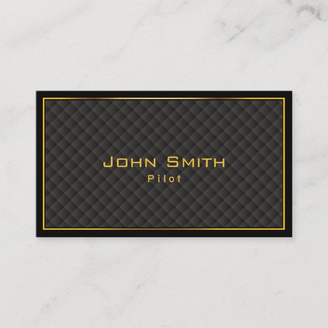 Pilot Aviator Luxury Gold Border Business Card (Front)