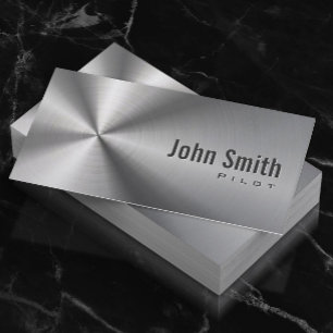 Pilot Aviator Stainless Steel Metallic Faux Metal Business Card