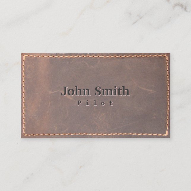 Pilot Aviator Vintage Sewed Leather  Business Card (Front)