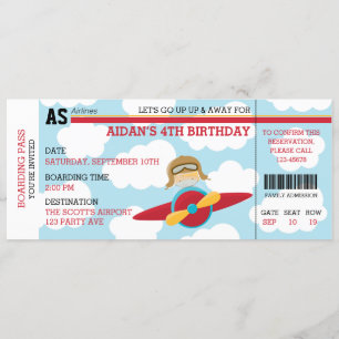 Pilot Birthday Invitations (Blonde Ticket Style)