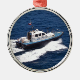 Pilot Boat At Speed Metal Ornament