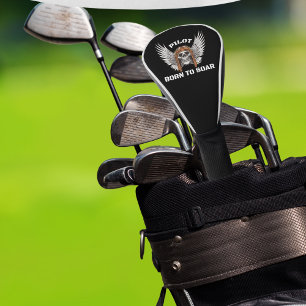 Pilot Born to Soar Skeleton Wings Aviation Dad Golf Head Cover