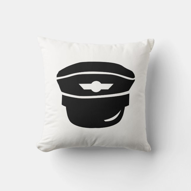 Pilot captain hat throw pillow (Front)