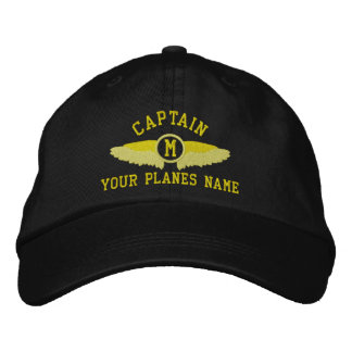 Pilot captains custom name and monogram embroidered hat