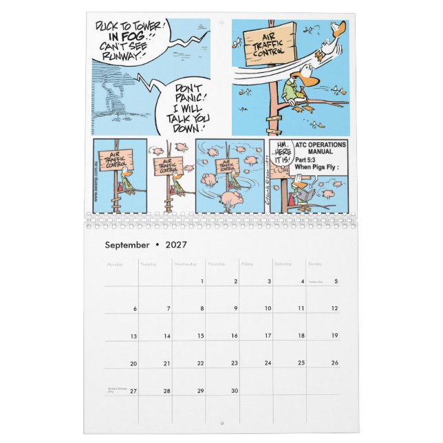 Pilot Cartoon Aviation Calendar (Sep 2027)