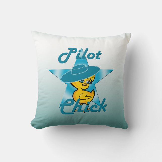 Pilot Chick #7 Throw Pillow (Front)