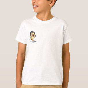 Pilot Chick Riding Paper Airplane Kids T-Shirt