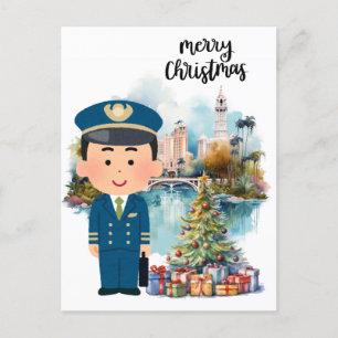 Pilot Christmas time in Florida Holiday Postcard