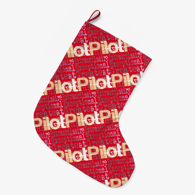 Pilot Extraordinaire Large Christmas Stocking (Front (Hanging))