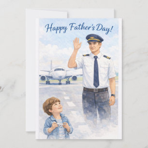 Pilot Father's Day at the airport Holiday Card