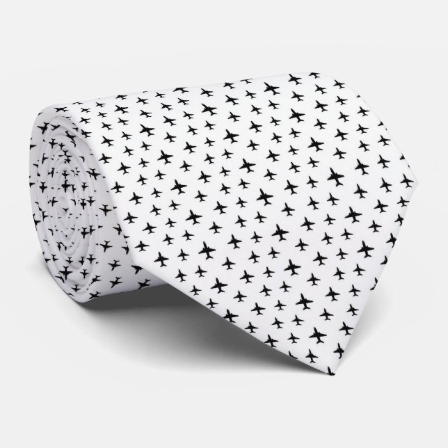 Pilot Faux Silk | Micro Airplane Designer Style Tie (Rolled)