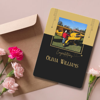 Pilot First Solo Flight Photo,Custom Aviation Card