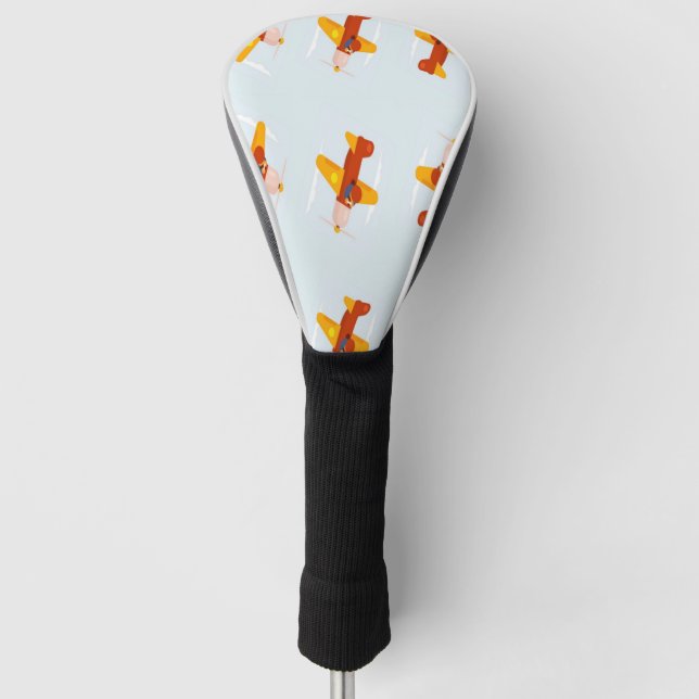 Pilot flying plane in the sky golf head cover (Front)