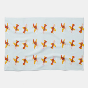 Pilot flying plane in the sky kitchen towel