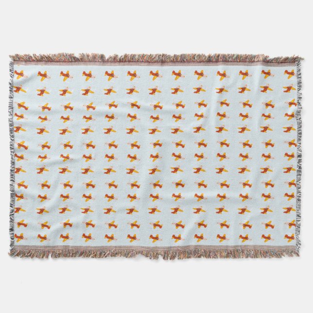 Pilot flying plane in the sky throw blanket (Front)