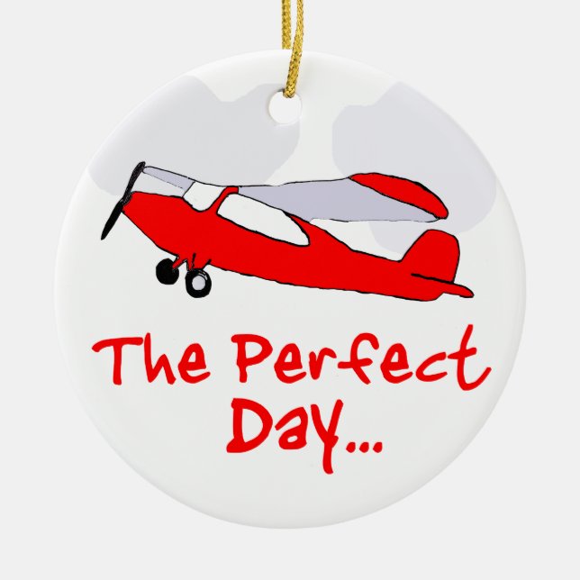 pilot flyling red airplane ceramic ornament (Front)