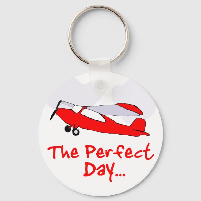 pilot flyling red airplane keychain (Front)