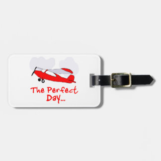 pilot flyling red airplane luggage tag