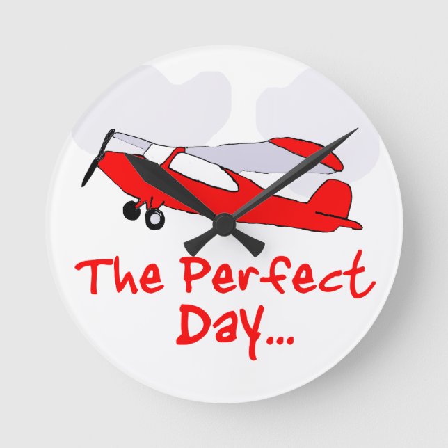 pilot flyling red airplane round clock (Front)