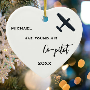 Pilot Found his Co-Pilot Airplane Photo custom Ceramic Ornament