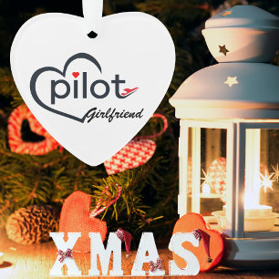 Pilot Girlfriend Typography & Airplane,Personalize Ornament