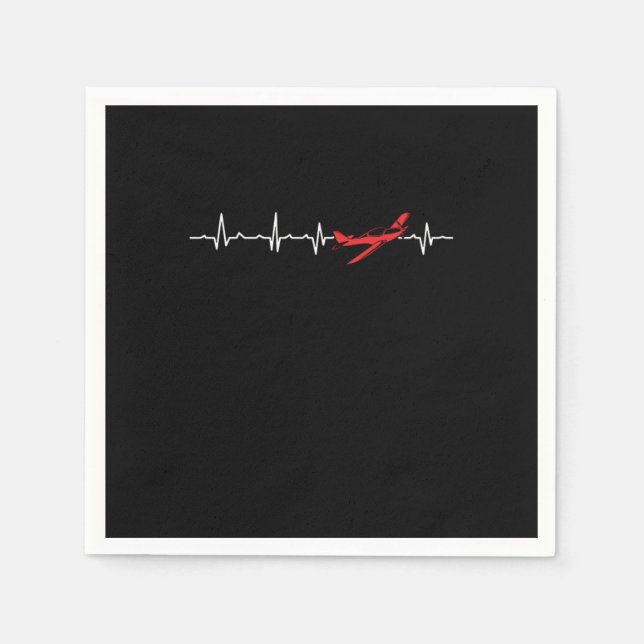 Pilot Heartbeat Aviator Flight Engineers Airplane  Napkin (Front)