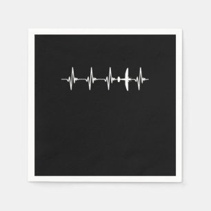 Pilot Heartbeat Plane Aviation Airplane Aviator Napkin