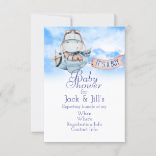 Pilot Hippo Announces Baby Boy Invitation
