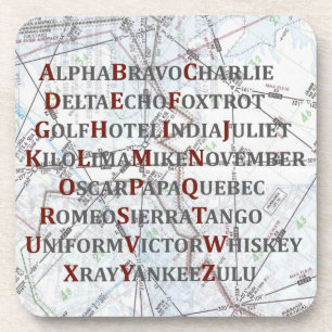 Pilot Home Gift, Aviation Alphabet Map Coaster