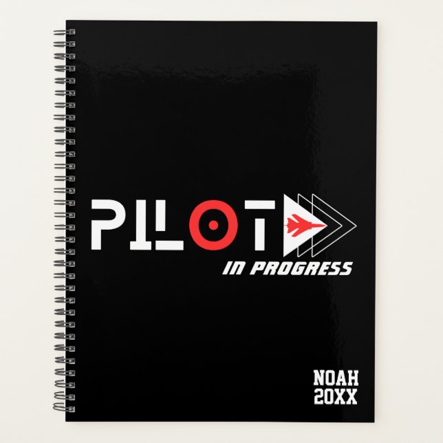 Pilot In Progress & Airplane, Simple Modern,Custom Planner (Front)